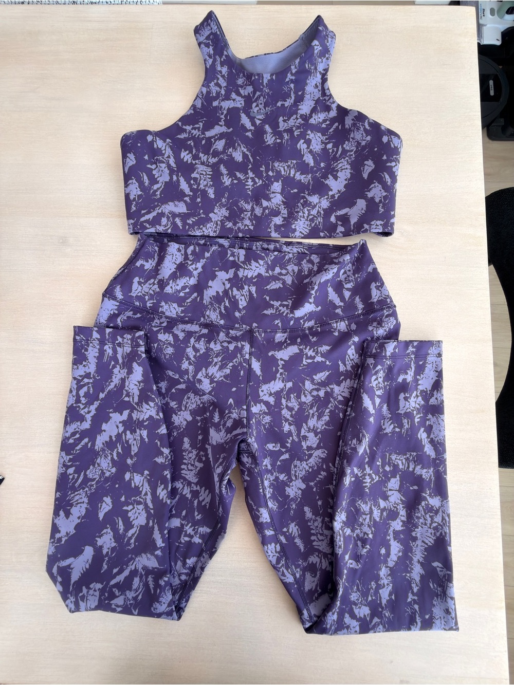 Nike Purple Strappy Dri-FIT Sports Bra with Pattern - Size Large